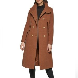 NWT - Guess - Women's Double-Breasted Tan Trench Coat - SZ SM - Wool Blend